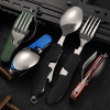 Tablespoon Set 4 In 1 Foldable Spoon Knife Fork Bottle Opener Stainless Steel Folding Pocket Kits Outdoor Tableware Set