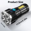 Multi-function LED Display Flashlight; 4-Mode Brightness Adjustment For Outdoor Emergency Use