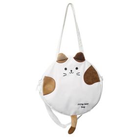 Female Casual Large Capacity One Shoulder Bag Cute Cartoon College Student Commuting (Color: White)