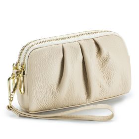 Double Large Capacity Head Layer Cowhide Temperament Purse For Women (Color: White)