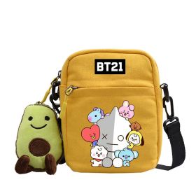 Cartoon Cute Canvas Messenger Bag (Option: Yellow-Robot)