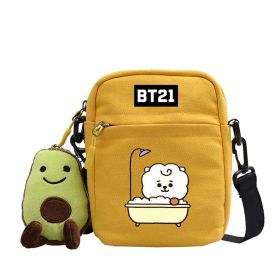 Cartoon Cute Canvas Messenger Bag (Option: Yellow-Lamb)