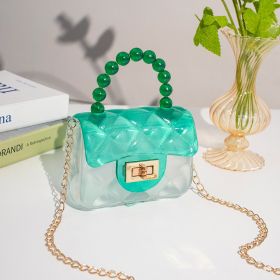 Pearl Handheld Transparent Jelly Bag (Color: Green)