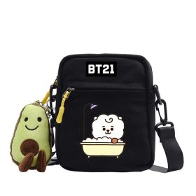 Cartoon Cute Canvas Messenger Bag (Option: Black-Lamb)