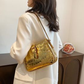 Retro All-in-one Female Texture Single Shoulder Crossbody Bag (Color: Gold)