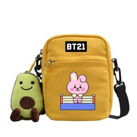 Cartoon Cute Canvas Messenger Bag (Option: Yellow-Rabbit)