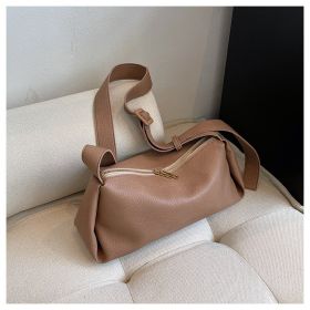 Autumn Shoulder Bag Retro Simple Soft Leather Cross Body (Color: Khaki)