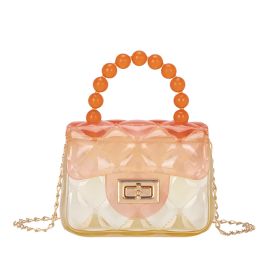 Pearl Handheld Transparent Jelly Bag (Color: Orange)