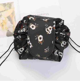 Lazy Drawstring Cosmetic Bag Storage (Option: Black Small Flower-Large Size 54x54cm)