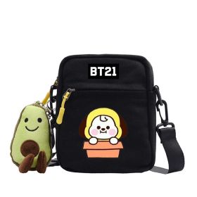 Cartoon Cute Canvas Messenger Bag (Option: Black-Pup)