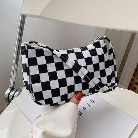 Women Handbag Butterfly Cow Leopard Printed Pattern Underarm Bags Small Shoulder Bag (Option: Black white checkerboard)