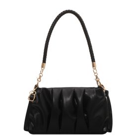 Small Soft PU Leather Underarm Handbags (Color: Black)