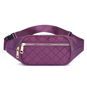 Rhombus Fanny Packs For Women Crossbody Waist Bags For Sports Hiking Cycling Running (Color: Purple)