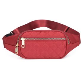 Rhombus Fanny Packs For Women Crossbody Waist Bags For Sports Hiking Cycling Running (Color: Red)