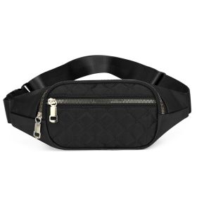 Rhombus Fanny Packs For Women Crossbody Waist Bags For Sports Hiking Cycling Running (Color: Black)