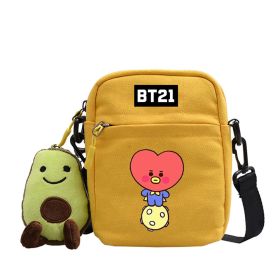 Cartoon Cute Canvas Messenger Bag (Option: Yellow-Love)