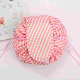 Lazy Drawstring Cosmetic Bag Storage (Option: Pink And White Stripes-Large Size 54x54cm)