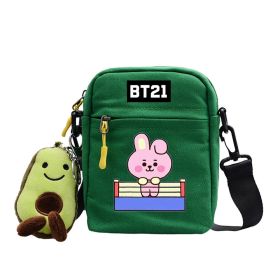 Cartoon Cute Canvas Messenger Bag (Option: Green-Rabbit)