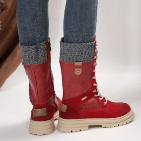 Fashion Mid-calf Boots For Women (Option: Red-36)