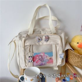 Harajuku Female Student Crossbody Bag Retro One Shoulder Bag Female (Option: White-Bare bag)