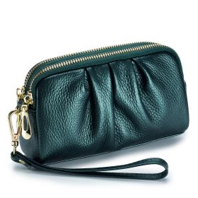 Double Large Capacity Head Layer Cowhide Temperament Purse For Women (Color: Green)