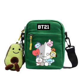 Cartoon Cute Canvas Messenger Bag (Option: Green-Robot)