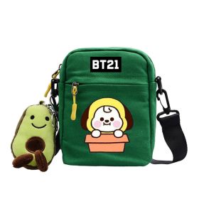 Cartoon Cute Canvas Messenger Bag (Option: Green-Pup)