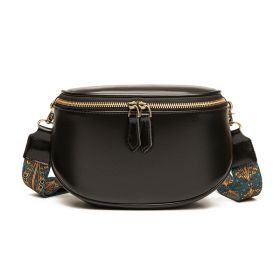 Oil Wax Leather One Shoulder Crossbody Bag Texture Foreign Style (Color: Black)