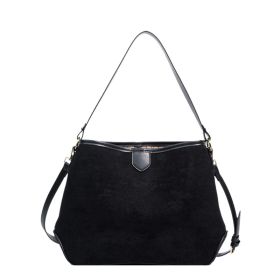 Vintage Retro Matte Soft Leather Tote Shoulder Bag (Color: Black)