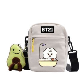 Cartoon Cute Canvas Messenger Bag (Option: White-Lamb)