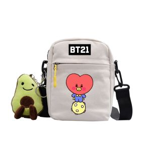 Cartoon Cute Canvas Messenger Bag (Option: White-Love)