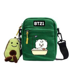 Cartoon Cute Canvas Messenger Bag (Option: Green-Lamb)