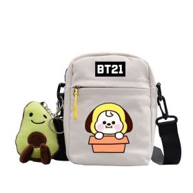 Cartoon Cute Canvas Messenger Bag (Option: White-Pup)