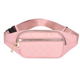 Rhombus Fanny Packs For Women Crossbody Waist Bags For Sports Hiking Cycling Running (Color: Pink)