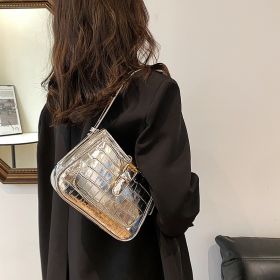 Retro All-in-one Female Texture Single Shoulder Crossbody Bag (Color: Silver)