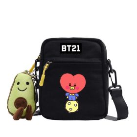 Cartoon Cute Canvas Messenger Bag (Option: Black-Love)