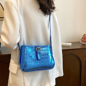 Retro All-in-one Female Texture Single Shoulder Crossbody Bag (Color: Blue)