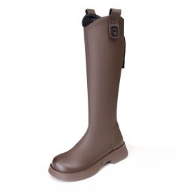 Boots Children Below The Knee V Cut (Option: Brown Single-34)