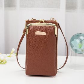 Double Layered Crossbody Bag Vertical Style (Color: Brown)