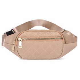 Rhombus Fanny Packs For Women Crossbody Waist Bags For Sports Hiking Cycling Running (Color: Khaki)