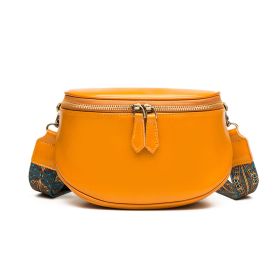 Oil Wax Leather One Shoulder Crossbody Bag Texture Foreign Style (Color: Yellow)