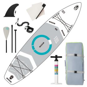 Inflatable Stand Up Paddle Board with Premium iSUP Bundle Accessory Pack, Durable, Lightweight with Stable Wide Stance - SUP for All Skill Levels (Color: MS-white)