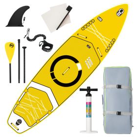 Inflatable Stand Up Paddle Board with Premium iSUP Bundle Accessory Pack, Durable, Lightweight with Stable Wide Stance - SUP for All Skill Levels (Color: Ms-yellow)