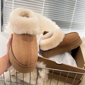 Fur Integrated Platform Snow Boots Tarttt Short Tube Bread Shoes (Option: Maroon-35)