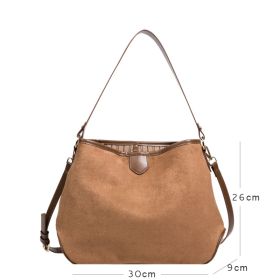 Vintage Retro Matte Soft Leather Tote Shoulder Bag (Color: Khaki)