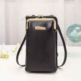 Double Layered Crossbody Bag Vertical Style (Color: Black)