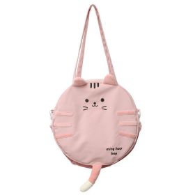 Female Casual Large Capacity One Shoulder Bag Cute Cartoon College Student Commuting (Color: Pink)