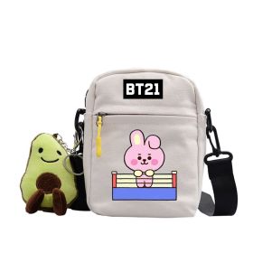 Cartoon Cute Canvas Messenger Bag (Option: White-Rabbit)