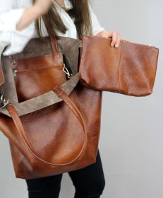 Soft Leather Large Capacity Single Shoulder Handbag (Color: Brown)