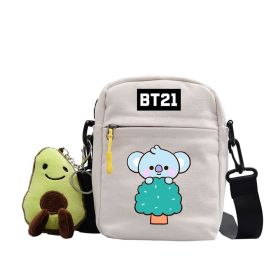 Cartoon Cute Canvas Messenger Bag (Option: White-Koala)